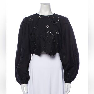 Ganni black Lacey crop top NWT